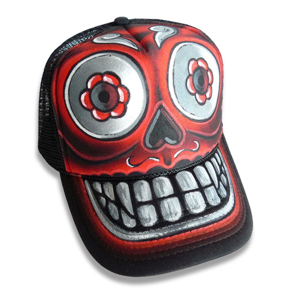 Sugar Skull sur casquette custom personnalisée