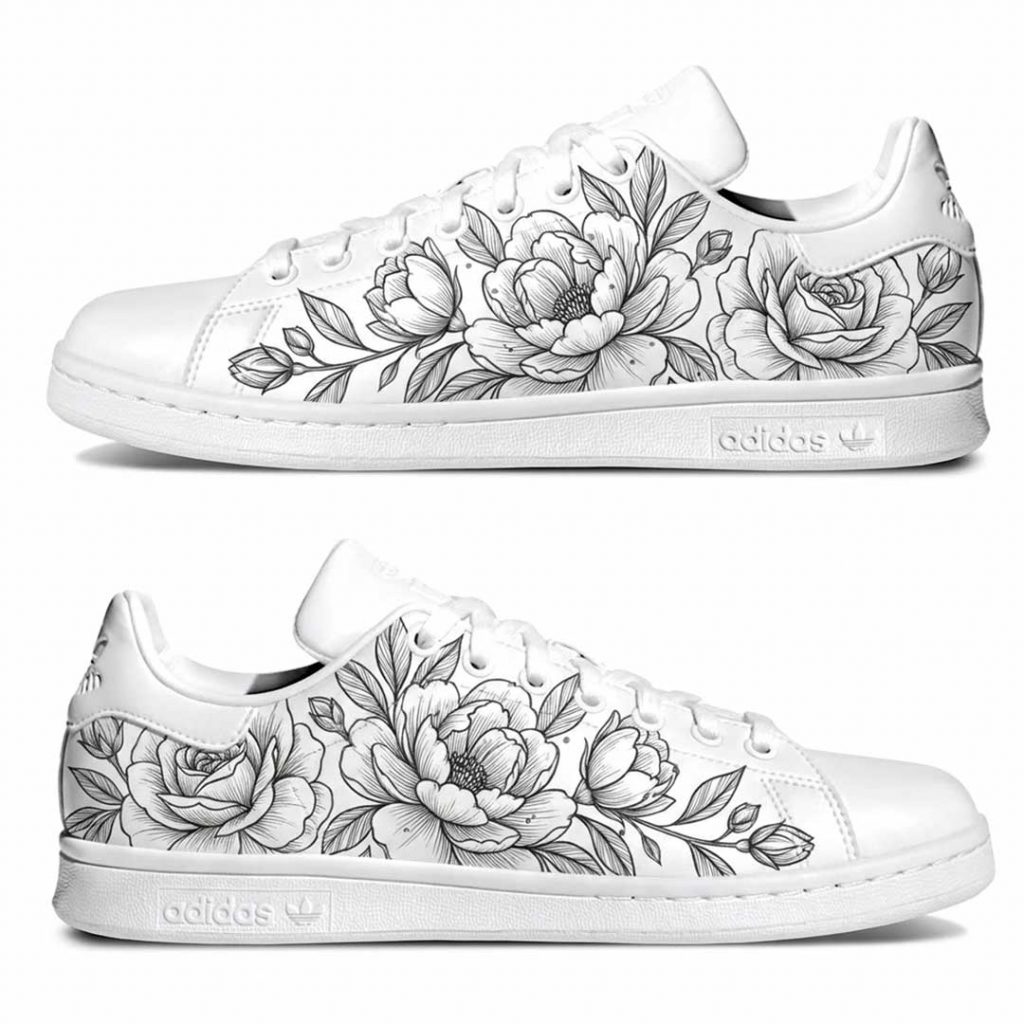 Baskets ADIDAS Stan Smith personnalisées "Motif floral"