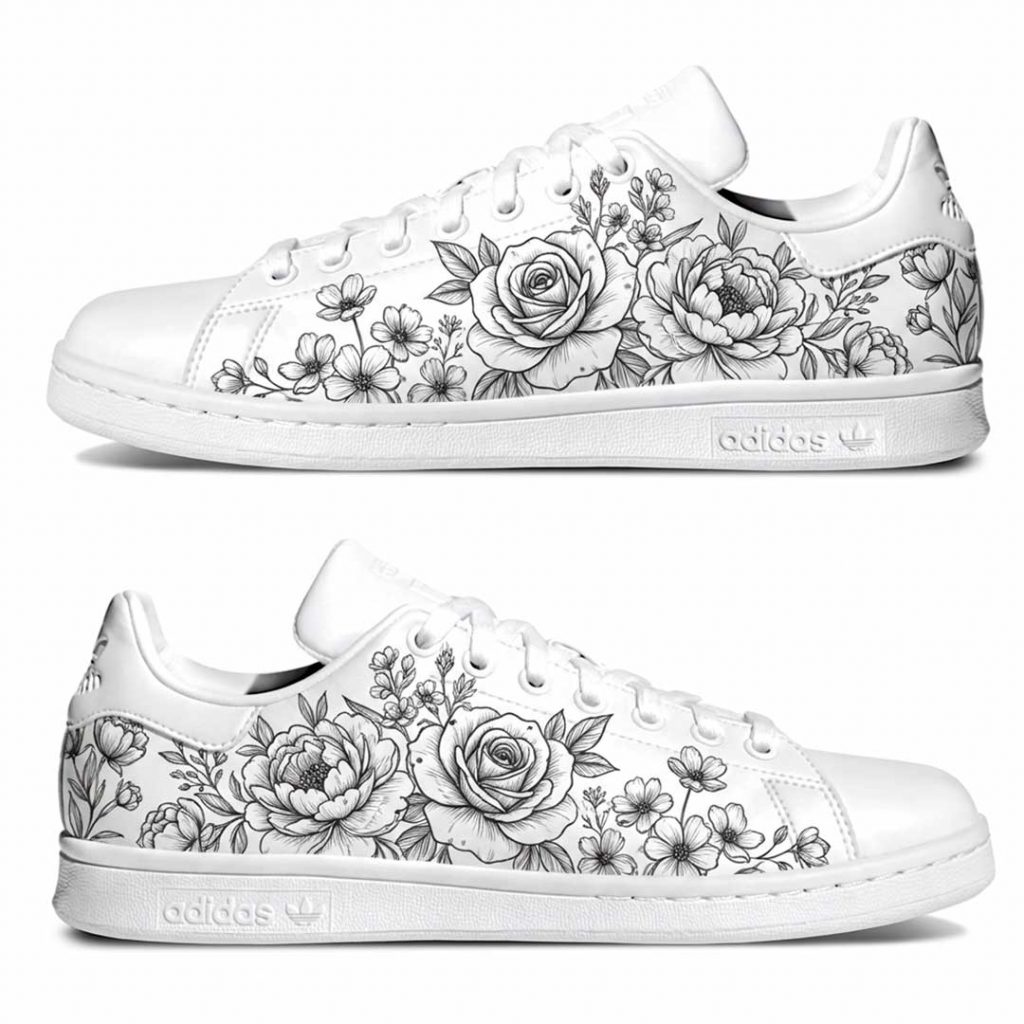 Baskets ADIDAS Stan Smith personnalisées "Motif floral"