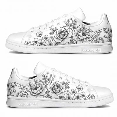 Baskets ADIDAS Stan Smith personnalisées "Motif floral"
