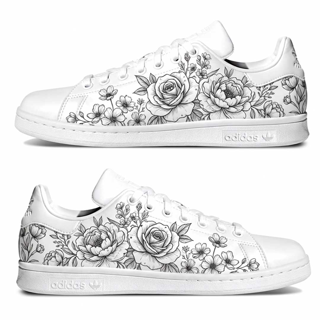 Baskets ADIDAS Stan Smith personnalisées "Motif floral"