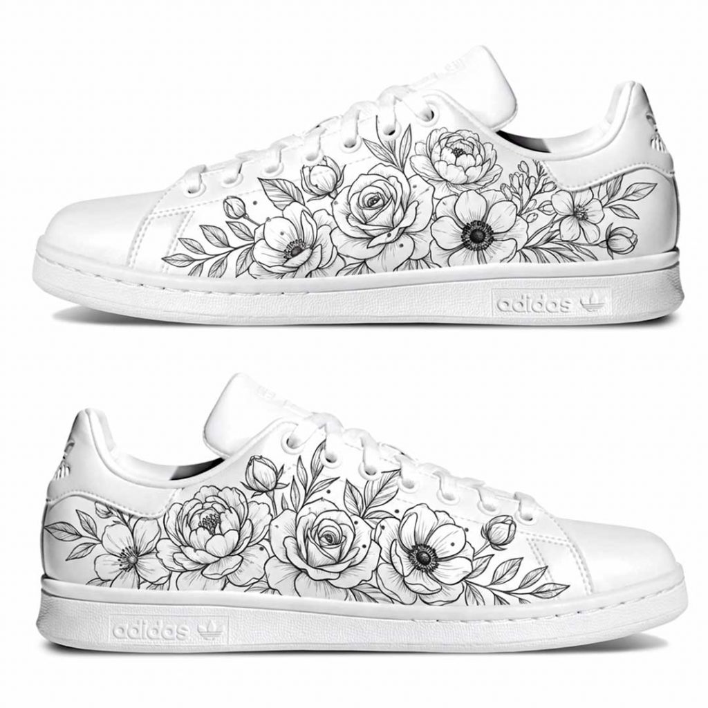 Baskets ADIDAS Stan Smith personnalisées "Motif floral"