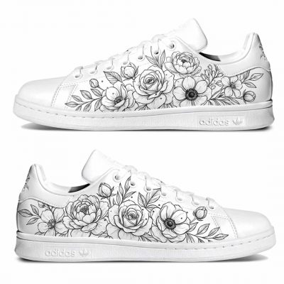 Baskets ADIDAS Stan Smith personnalisées "Motif floral"