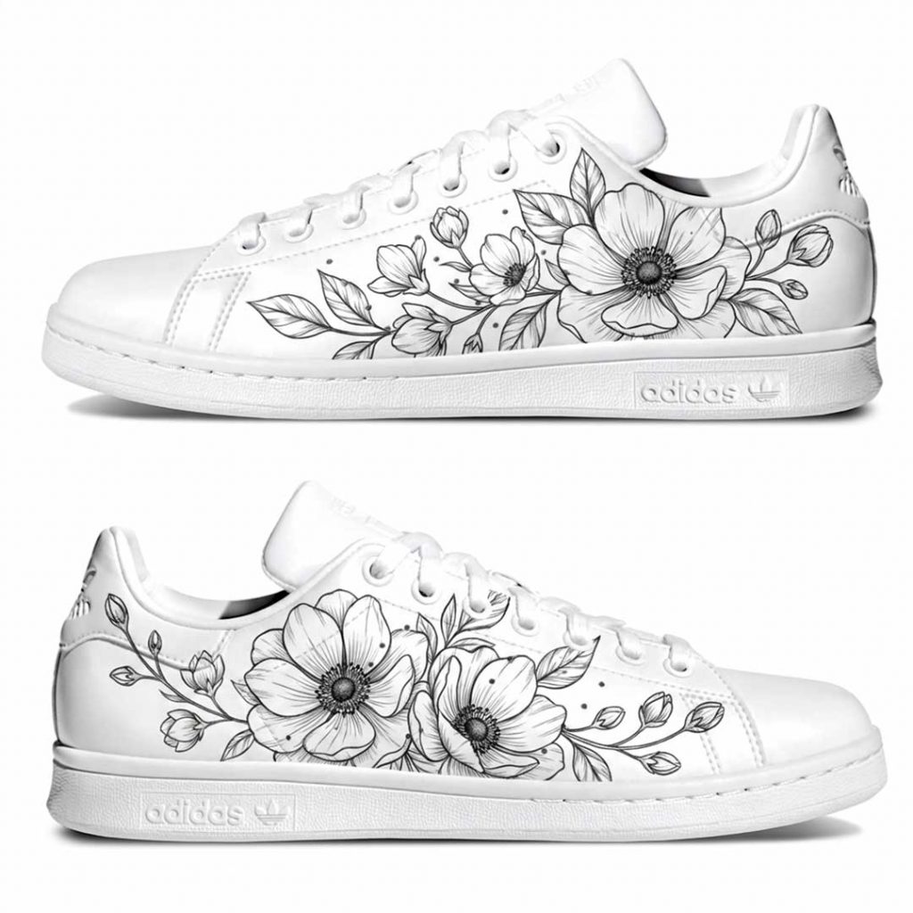 Baskets ADIDAS Stan Smith personnalisées "Motif floral"