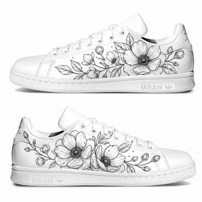Baskets ADIDAS Stan Smith personnalisées "Motif floral"