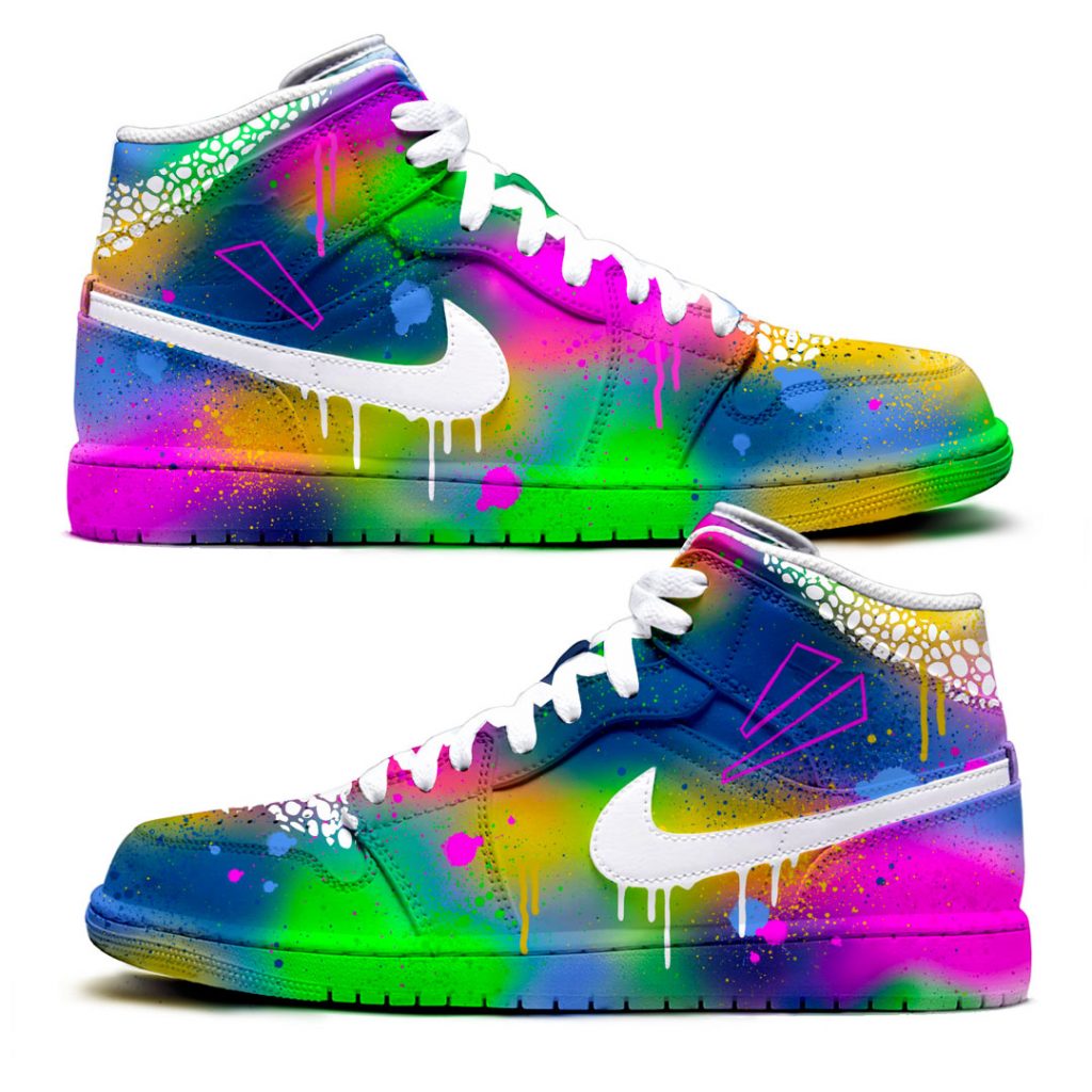 Custom "Graffiti Drips" sur baskets Air Jordan 1Mid