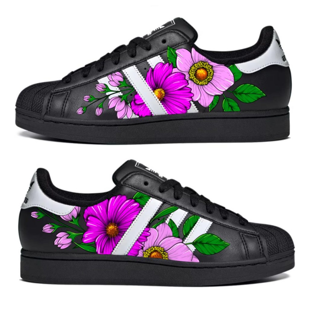 Baskets ADIDAS Superstar personnalisées "Motif floral"
