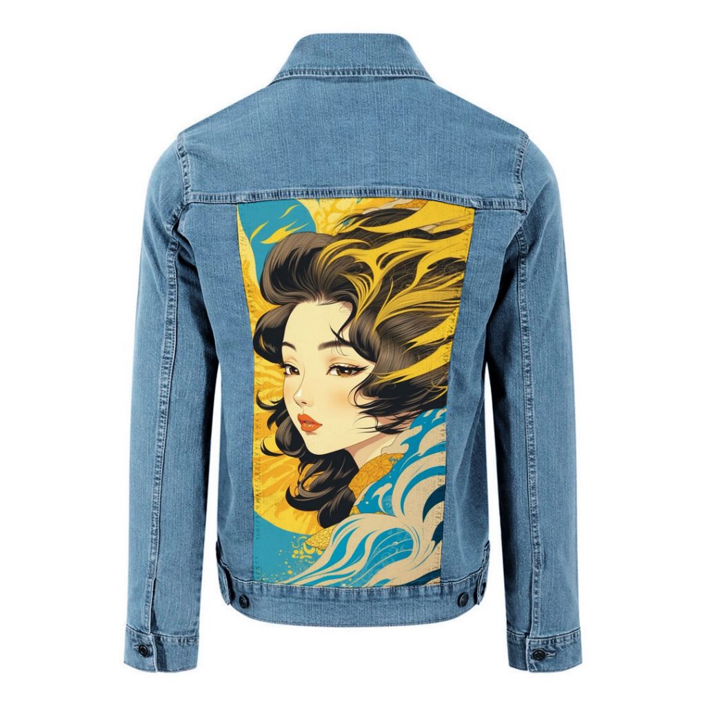 Veste en jean custom personnalisé Japaneese Woman
