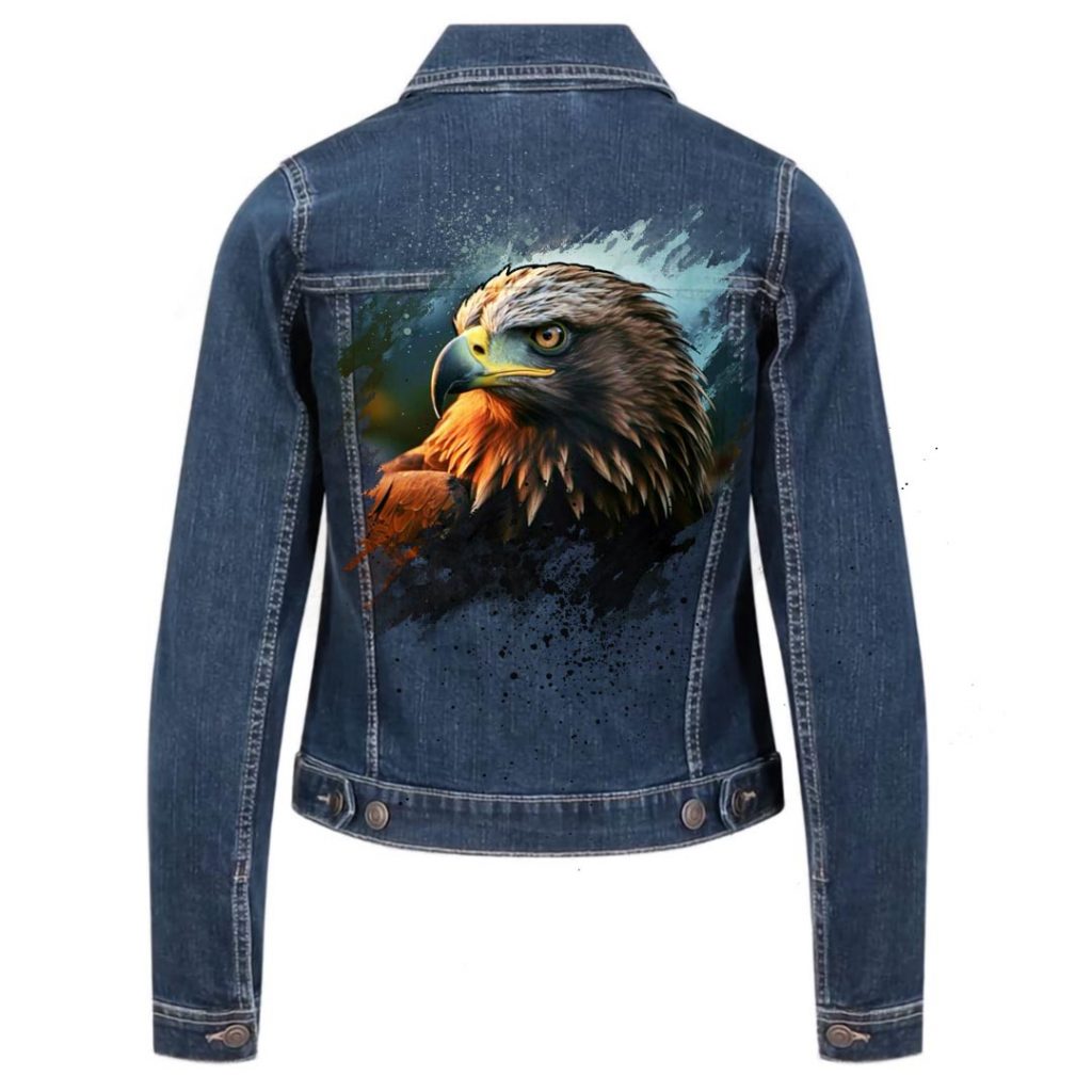 Veste en jean custom personnalisé Aigle royal