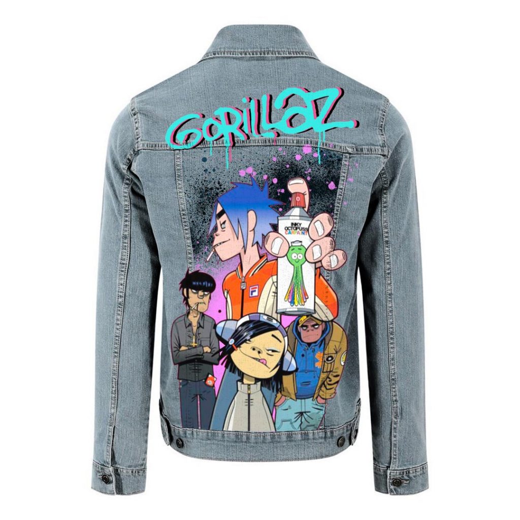 Veste en jean custom personnalisé Gorillaz