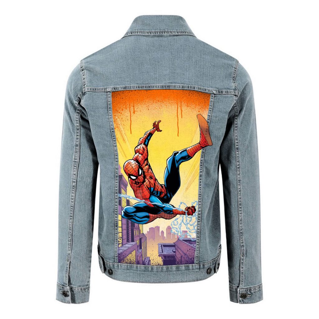 Veste en jean custom personnalisé Spiderman