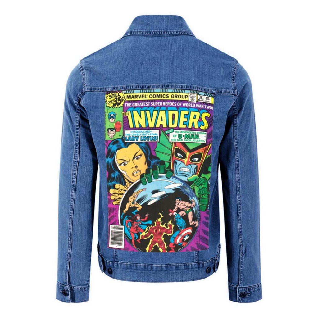 Veste en jean custom personnalisé Vintage comics The Invaders