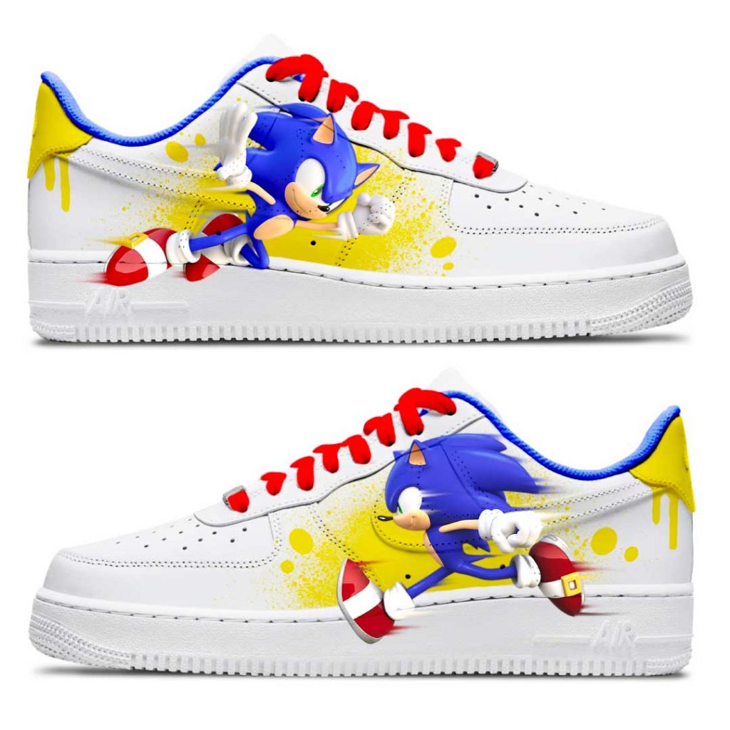 Custom personnalisé "Sega - Sonic" su baskets Nike Air Force 1