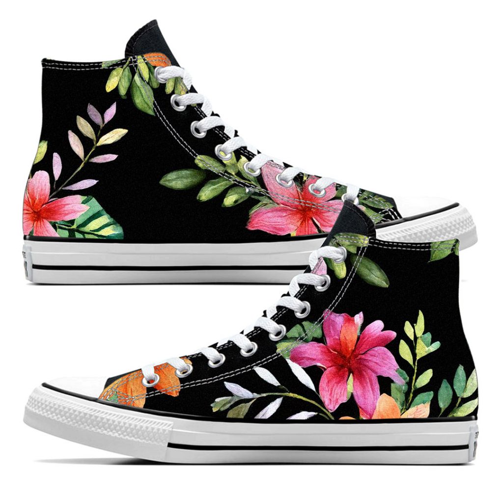 Custom personnalisé "Floral" sur Converse Chuck Tailor All Star - High Top
