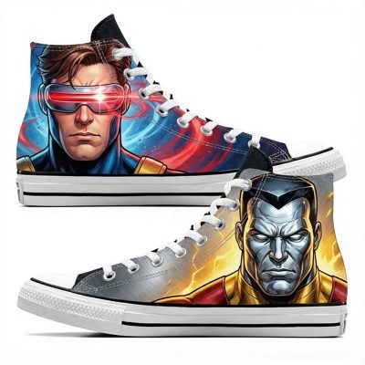Custom personnalisé "Cyclop et Colossus" sur Converse Chuck Tailor All Star - High Top