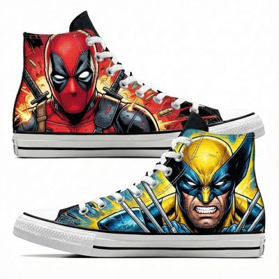 Custom personnalisé "Deadpool et Wolverine" sur Converse Chuck Tailor All Star - High Top