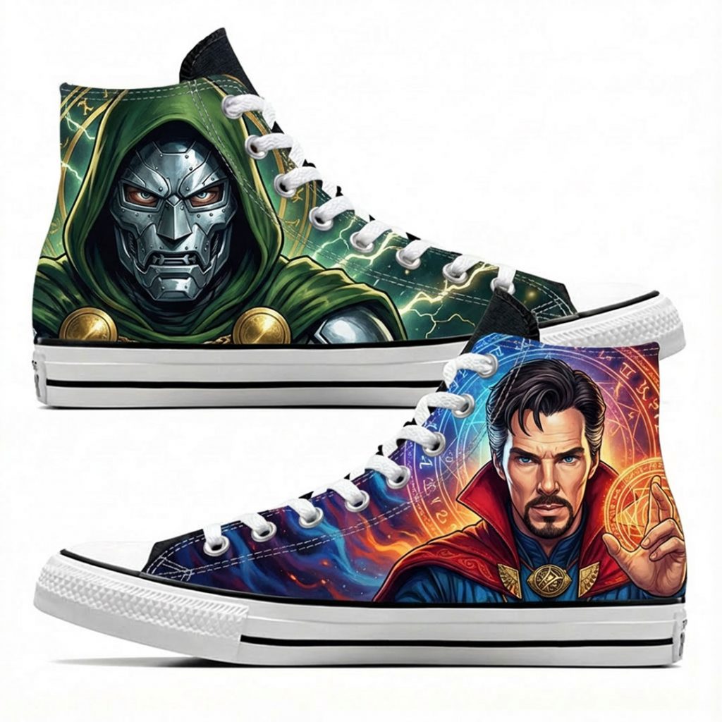Custom personnalisé "Dr Doom et Dr Strange" sur Converse Chuck Tailor All Star - High Top