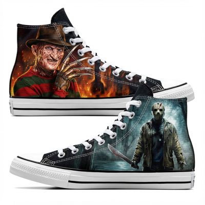 Custom personnalisé "Freddy et Jason" sur Converse Chuck Tailor All Star - High Top