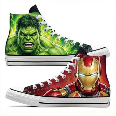 Custom personnalisé "Hulk et Iron Man" sur Converse Chuck Tailor All Star - High Top