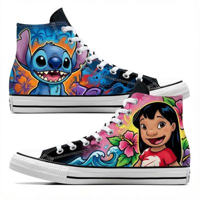 Custom personnalisé "Lilo et Stitch" sur Converse Chuck Tailor All Star - High Top