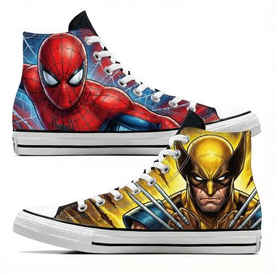 Custom personnalisé "Spiderman et Wolverine" sur Converse Chuck Tailor All Star - High Top