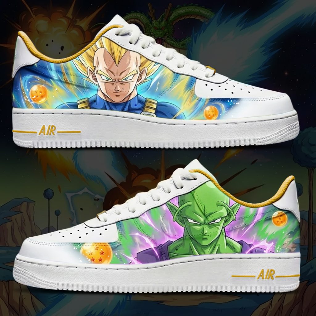 Custom personnalisé "Vegeta Super Saiyan et Piccolo" sur Air Force 1