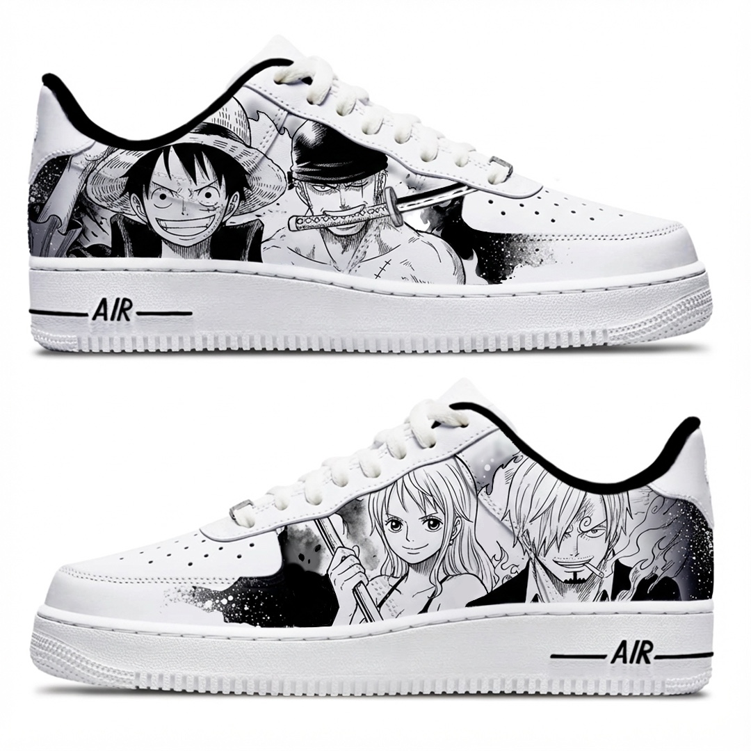 Custom personnalisé "One Piece - Luffy, Zoro, Nami et Sanji" sur Air Force 1