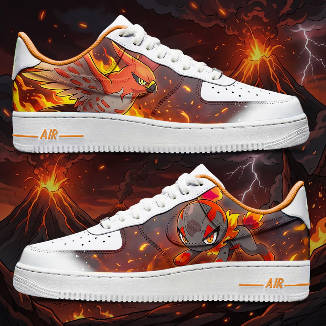 Custom personnalisé "Pokémon - Flambusard et Charbambin" sur Air Force 1