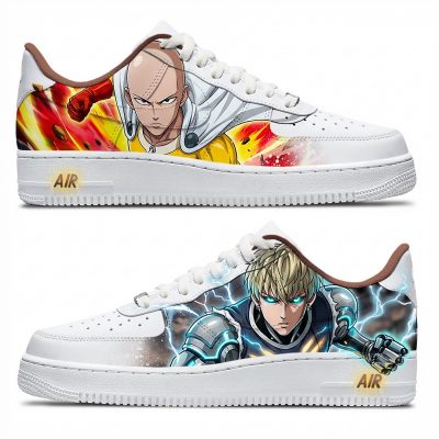 Baskets Nike Air Force 1 custom personnalisées "One Punch Man - Saitana et Genos"