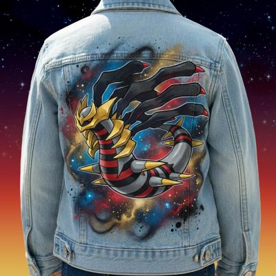 Custom personnalisé Pokémon légendaire "Giratina" sur veste en jean