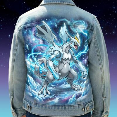 Custom personnalisé Pokémon légendaire "Kyurem" sur veste en jean