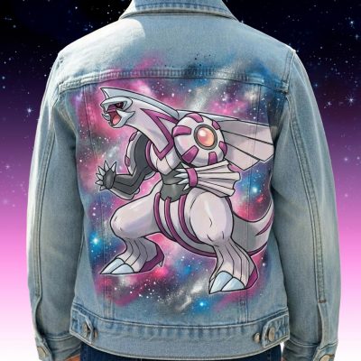 Custom personnalisé Pokémon légendaire "Palkia" sur veste en jean