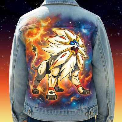 Custom personnalisé Pokémon légendaire "Solgaleo" sur veste en jean