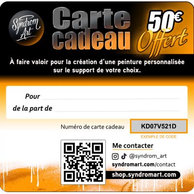 Carte cadeau peinture custom personnalisée