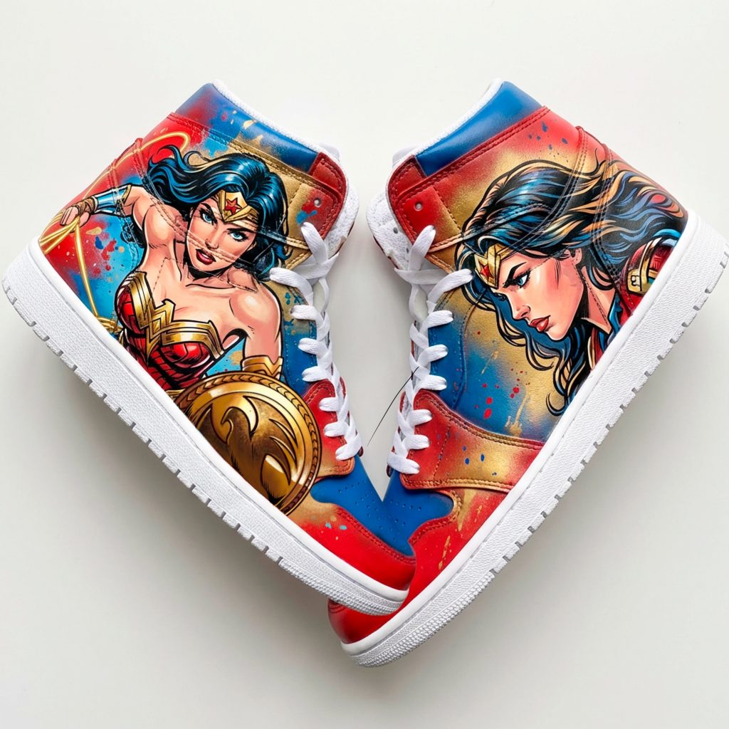 Custom "DC - Wonder Woman" sur Nike Air Jordan 1 Mid