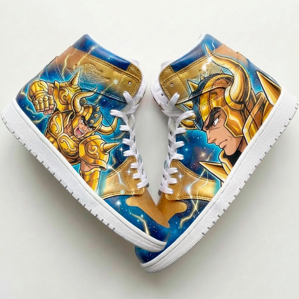 Custom "Saint Seiya - Aldebaran" sur Nike Air Jordan 1 Mid