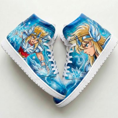 Custom "Saint Seiya - Hyoga" sur Nike Air Jordan 1 Mid