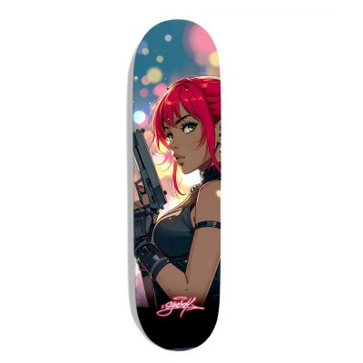 Planche de skateboard custom original "Gun Girl"