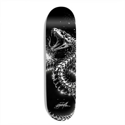 Planche de skateboard custom original "Silver Snake Skeleton N°1"