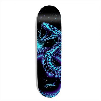 Planche de skateboard custom original "Silver Snake Skeleton N°2"