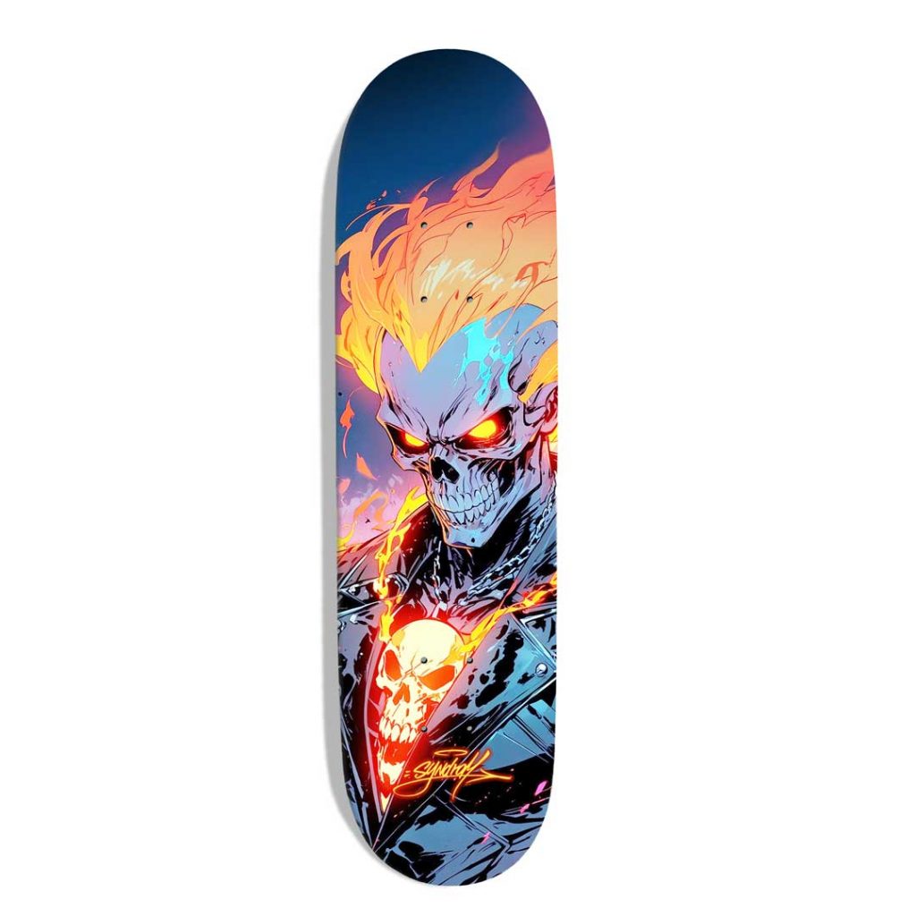 Planche de skateboard custom original "Ghost Rider"
