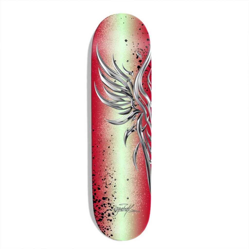 Planche de skateboard custom original "Silver Tribal N°1"