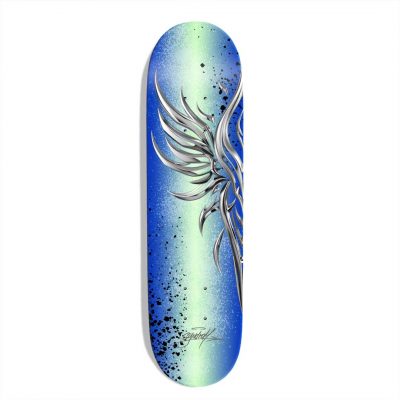 Planche de skateboard custom original "Silver Tribal N°2"