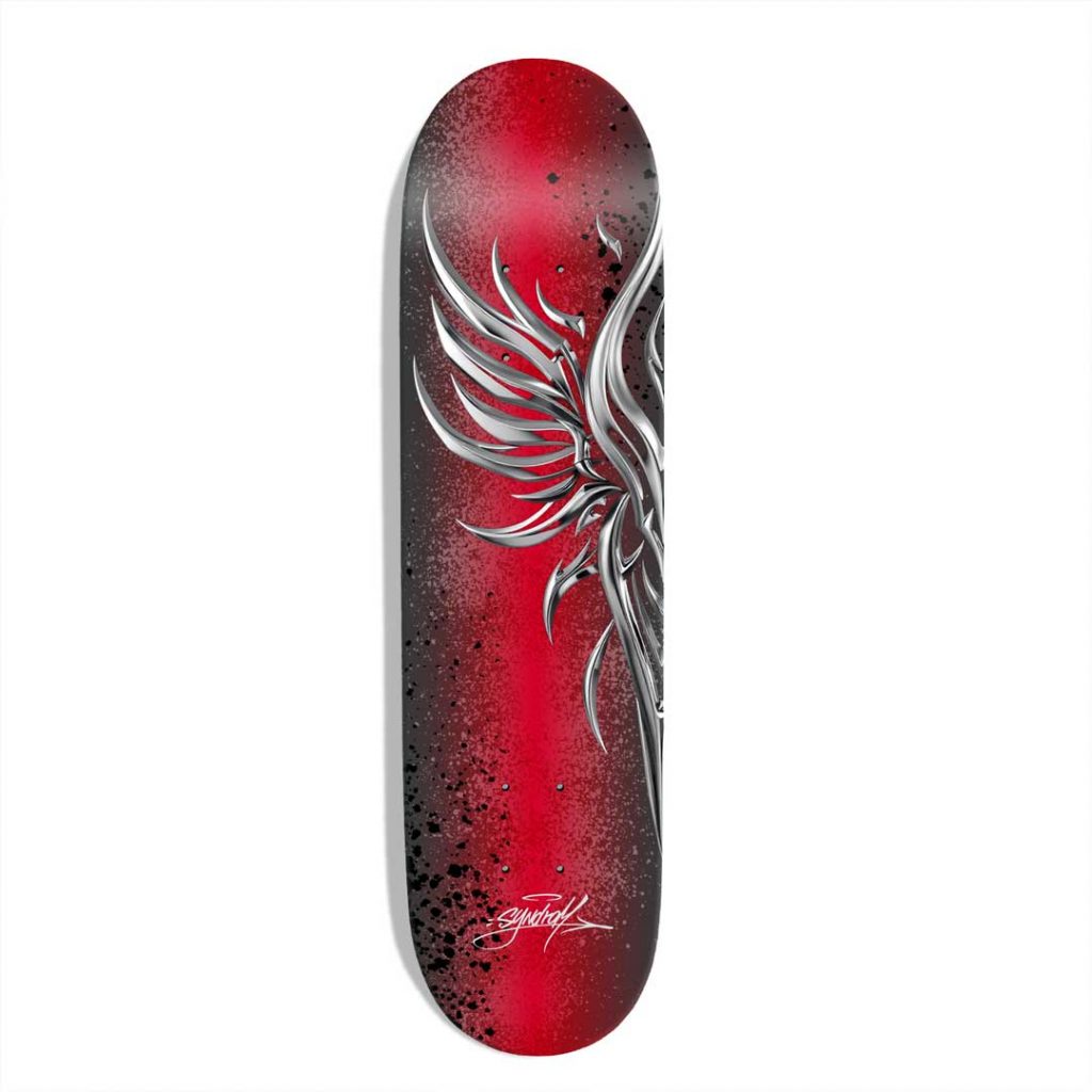 Planche de skateboard custom original "Silver Tribal N°3"