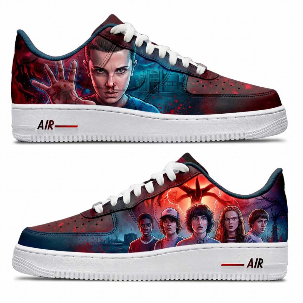 Custom personnalisé "Stranger Things" su baskets Nike Air Force 1
