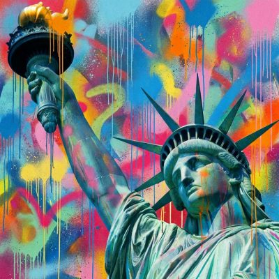 Peinture sur toile "Liberty N°4" Street art contemporain 120x120 cm