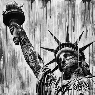 Peinture sur toile "Liberty N°1" Street art contemporain 120x120 cm