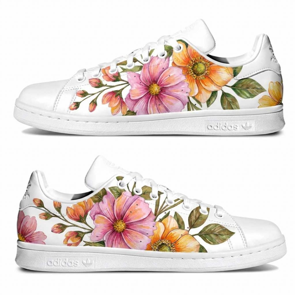 Baskets ADIDAS Stan Smith personnalisées "Motif floral"