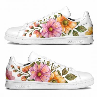 Baskets ADIDAS Stan Smith personnalisées "Motif floral"
