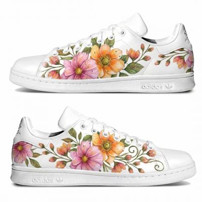 Baskets ADIDAS Stan Smith personnalisées "Motif floral"